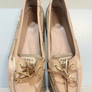Sperry Women's Cream Loafers with Gold Accents